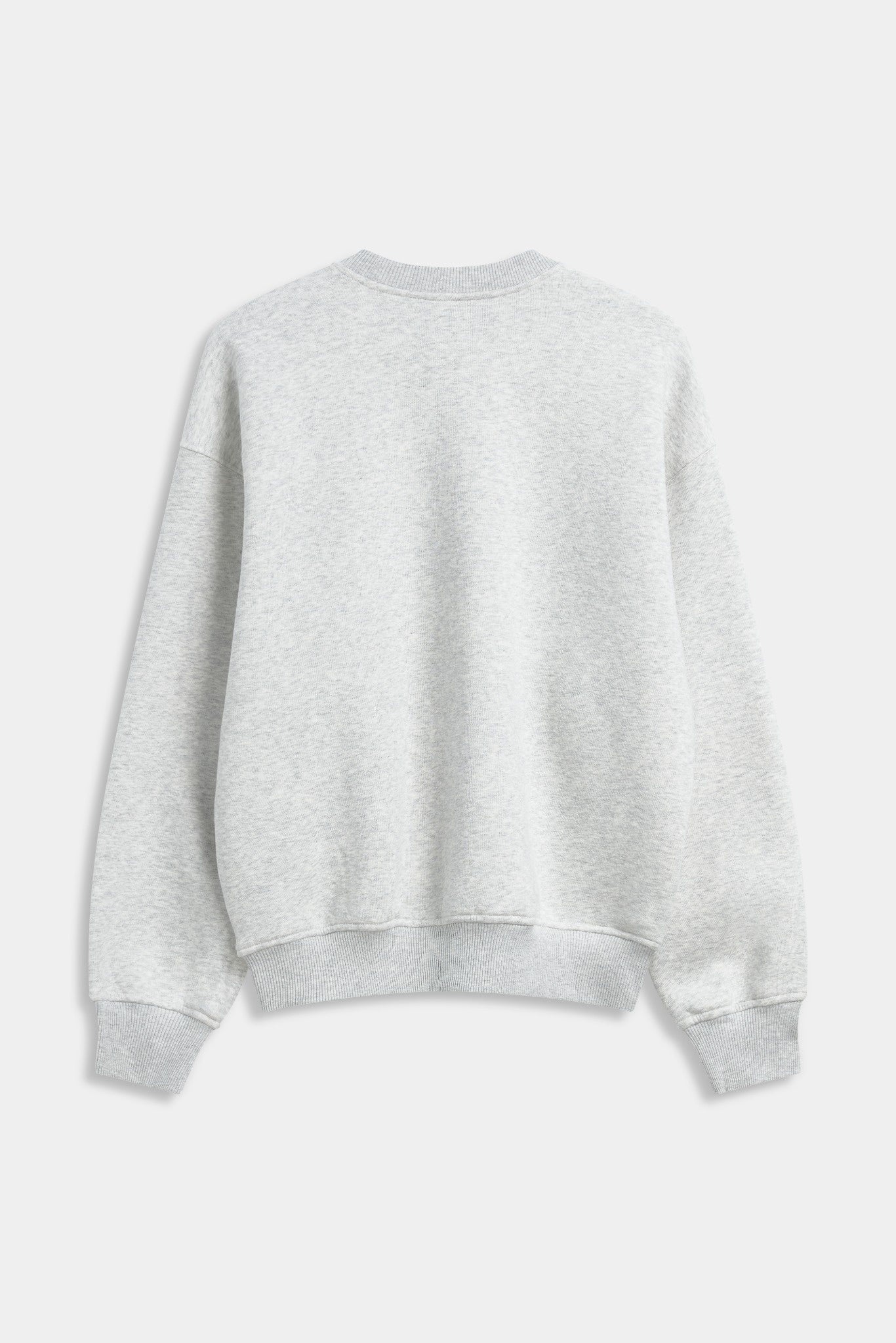 Back view of a grey melange CASPARA crewneck sweatshirt against a plain grey background.